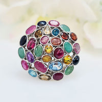 Cocktail Ring  are made of original multi gemstone and high-quality silver for birthstone, party, and casual wear, wedding, bride jewelry