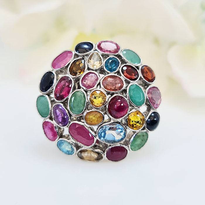 Cocktail Ring  are made of original multi gemstone and high-quality silver for birthstone, party, and casual wear, wedding, bride jewelry
