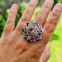 Cocktail Ring  are made of original multi gemstone and high-quality silver for birthstone