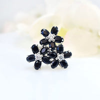 Grape Cluster Ring in authentic and original Blue Sapphire in high quality silver for birthstone, party, or casual wear. lightweight, delicate, dainty designer jewelry.

