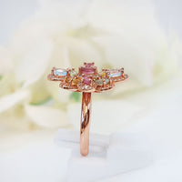 Topaz  & Tourmaline in high-quality silver with rose gold plating  for birthstone