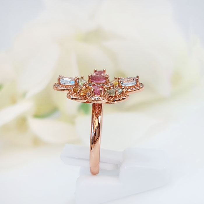 Topaz  & Tourmaline in high-quality silver with rose gold plating  for birthstone