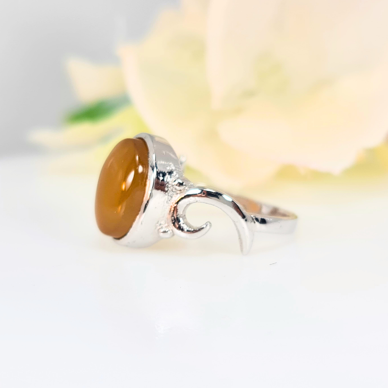 Akeek Women Ring UK Manchester 925 Sterling Silver Yellow protection positivity birthstone May Real Akeek Gem Yemen Authentic