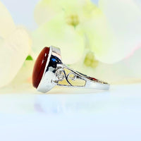 Akeek Women Ring UK Manchester 925 Sterling Silver Brown protection positivity birthstone May Real Akeek Gem Yemen Authentic Malika