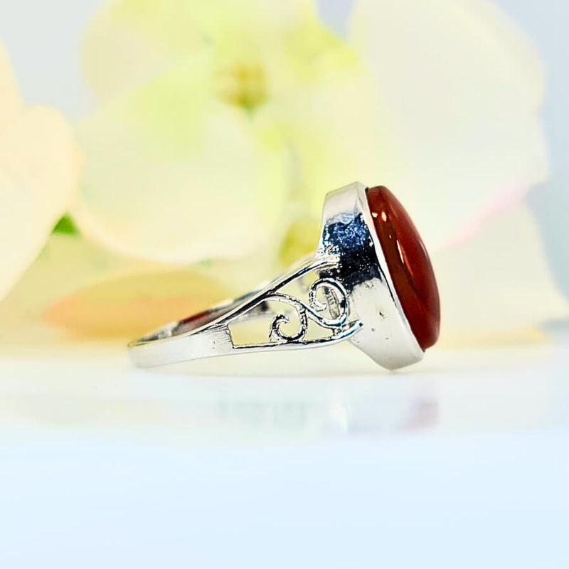 Akeek Women Ring UK Manchester 925 Sterling Silver Brown protection positivity birthstone May Real Akeek Gem Yemen Authentic Malika