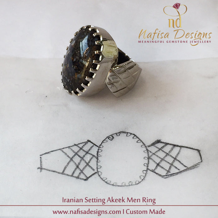 Iranian Setting Akeek Men Ring