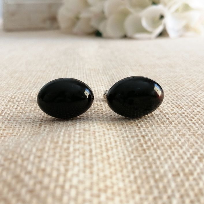 Black Amber Cufflinks for Men
