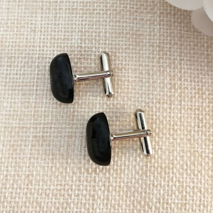 Black Amber Cufflinks for Men