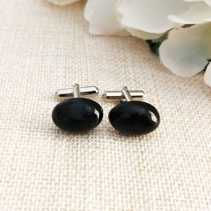 Black Amber Cufflinks for Men