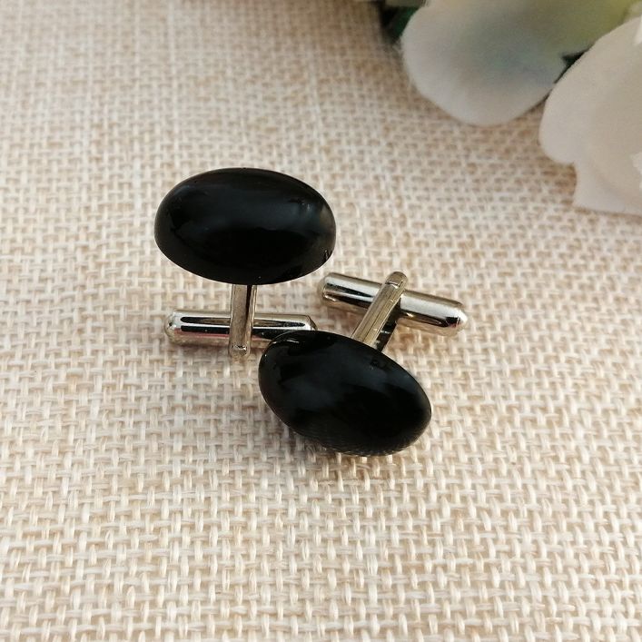 Black Amber Cufflinks for Men