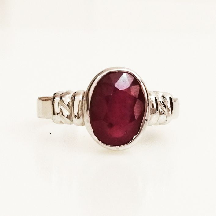 Simple Ruby Men Ring - 3.90 gms