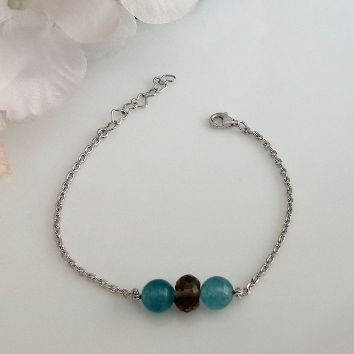 Vibrant Bracelet - Blue Onyx & Smoky Topaz