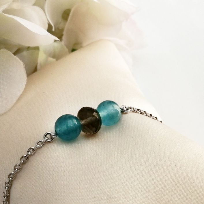 Vibrant Bracelet - Blue Onyx & Smoky Topaz