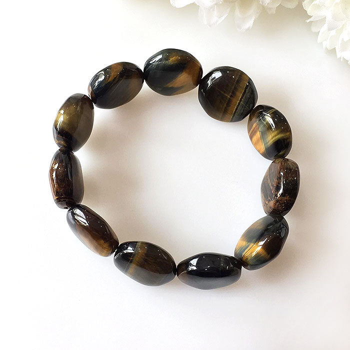 Tiger's Eye Round Flat Bead Bracelet