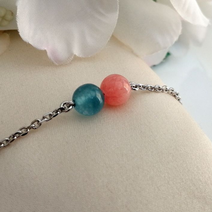 Vibrant Bracelet- Rhodochrosite & Blue Onyx