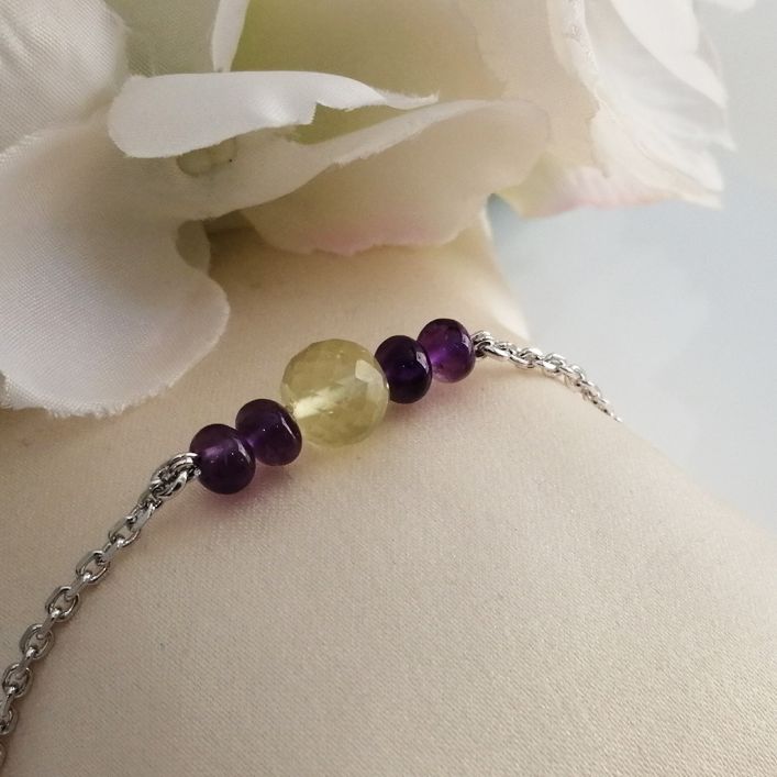 Vibrant Bracelet - Amethyst with Lemon Quartz