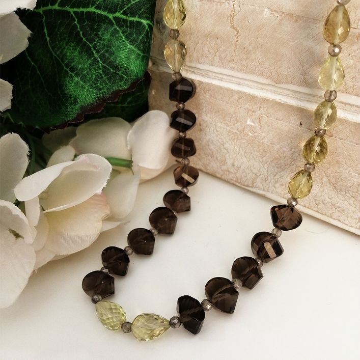 Smoky Topaz and Lemon Quartz Necklace