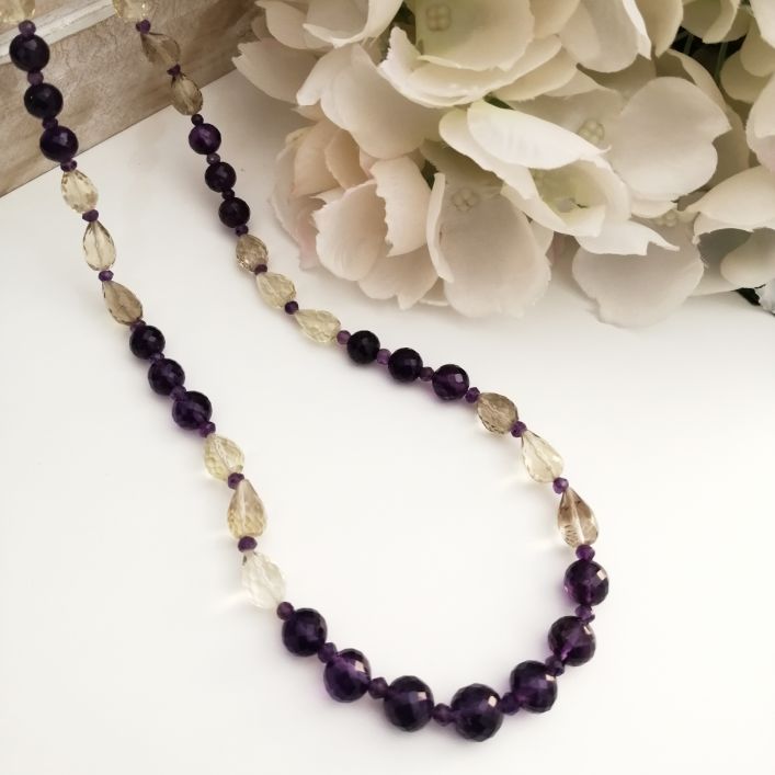 Amethyst and Lemon Quartz Necklace