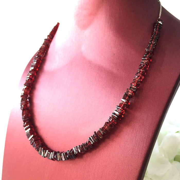 Square Garnet Necklace