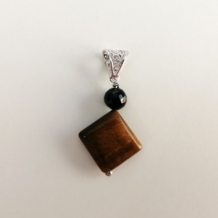 Bold Czar Pendant-Tiger Eye, Onyx