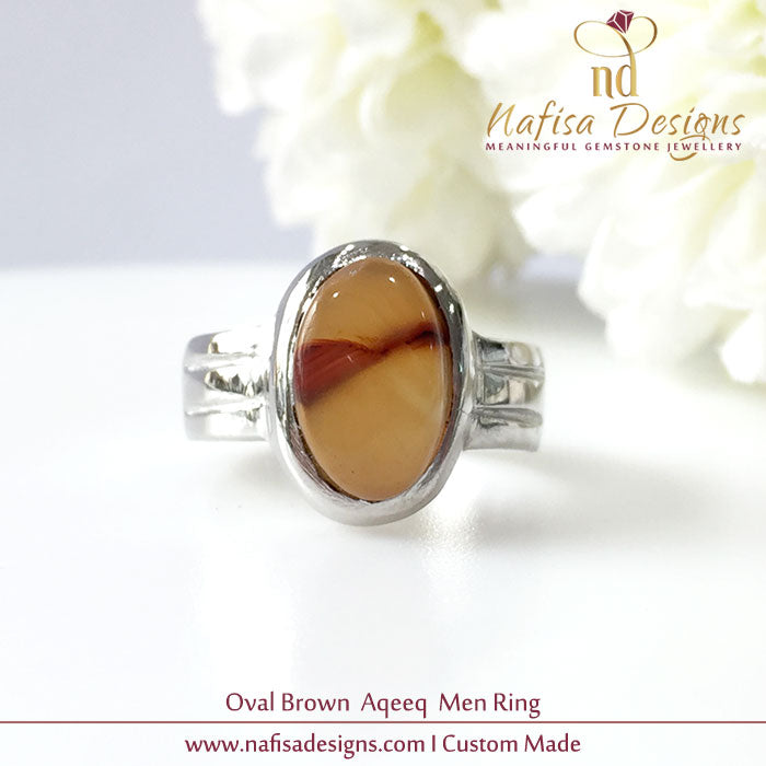Oval Brown Akeek Men RIng