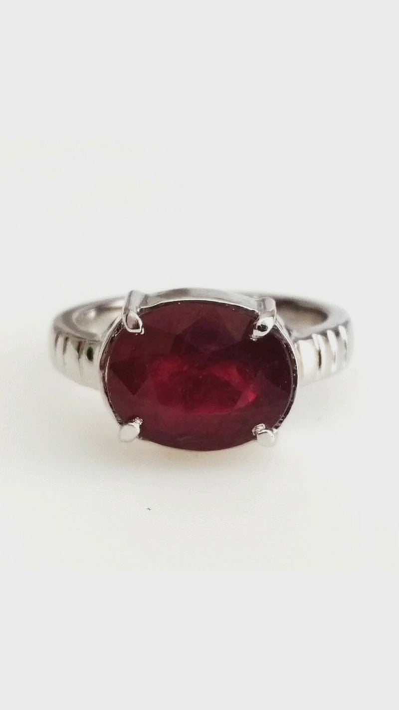 Simple Parallel Men Ruby Ring