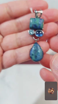 Azurite Malachite Pendant with Topaz