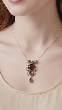 Aphrodite Pendant - Ruby, Peridot, and Tourmaline