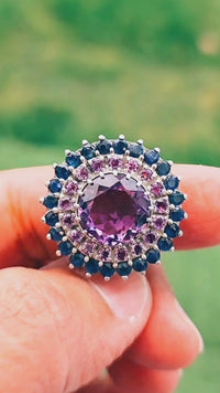 Orbit Ring - Amethyst, Blue Sapphire