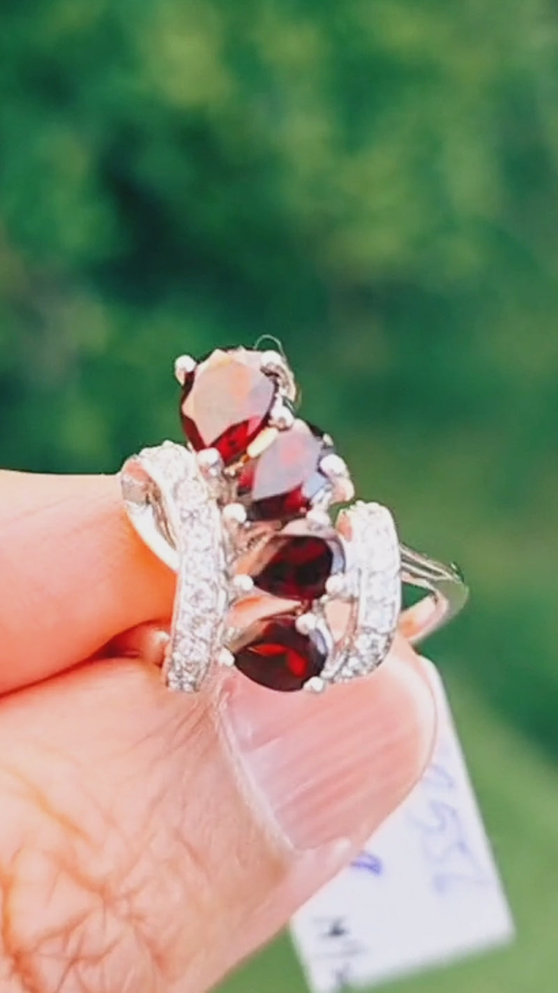 Blazing Swirl Ring - Garnet