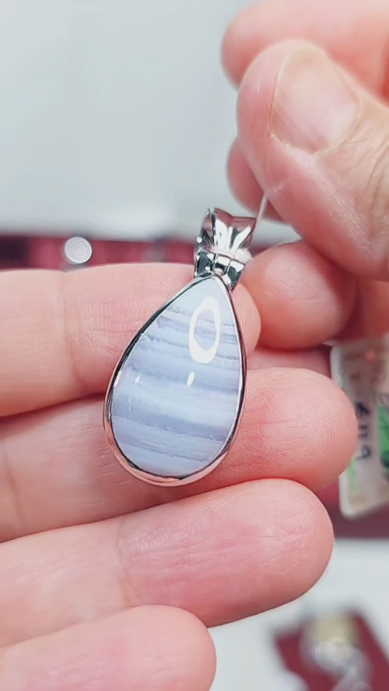 Blue Lace Agate Pendant - 7.28 gms