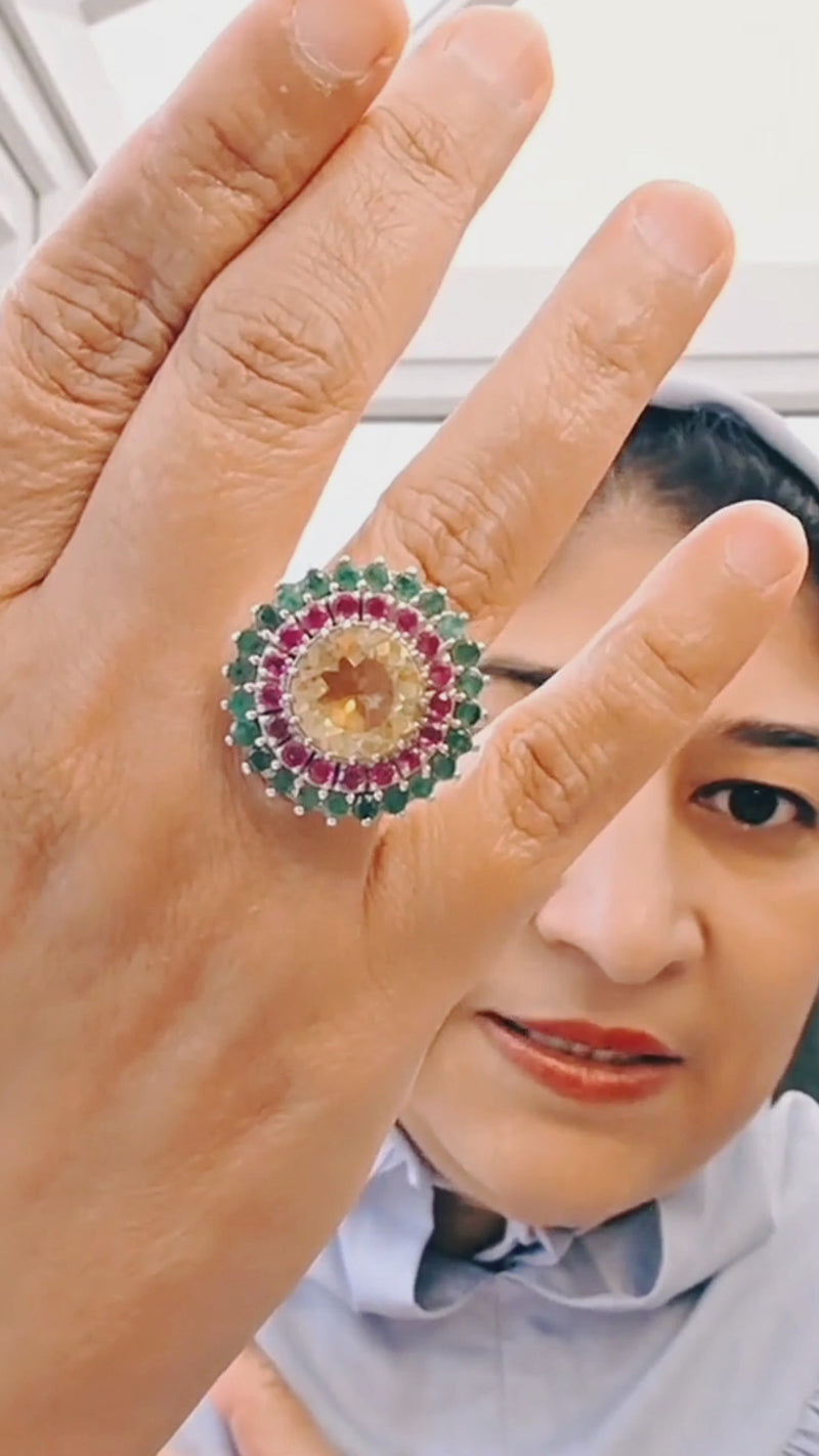 Orbit Ring - Citrine, Emerald, Ruby