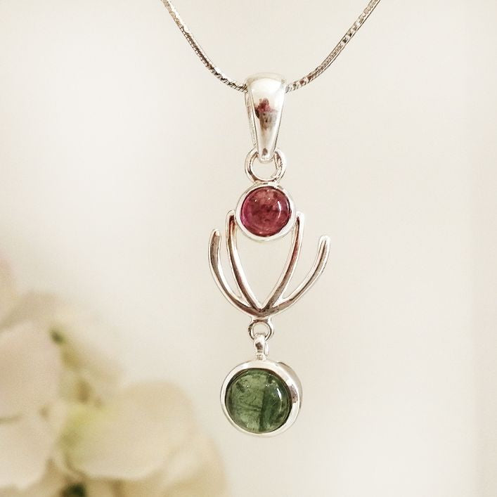 Ardour Pendant - Rhodolite & Tourmaline in high quality silver ready available at Nafisa Designs, Manchester UK. Free Global Shipping!
For Inquiries Call or WhatsApp: +447878581702 OR +96567725075