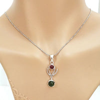 Ardour Pendant - Rhodolite & Tourmaline in high quality silver ready available at Nafisa Designs
