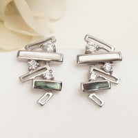 Crisscross Earrings - Labradorite, Zircon and Moonstone