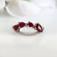 RUBY MONARCH RING IN PEAR SHAPE GENUINE RED RUBY FOR WOMAN IN SILVER STERLING 925
