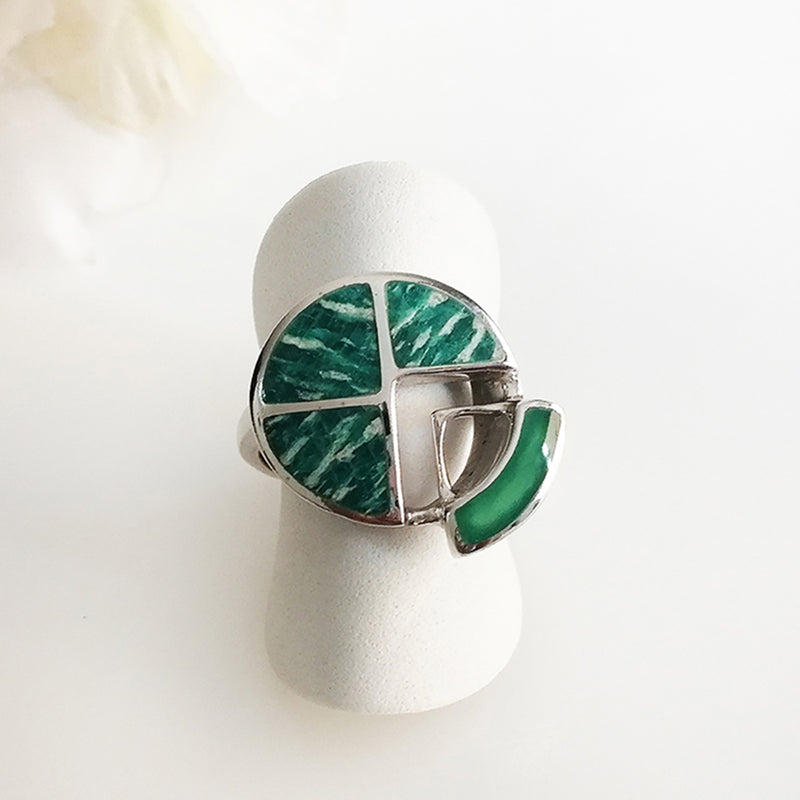 Green Agate & Amazonite Ring