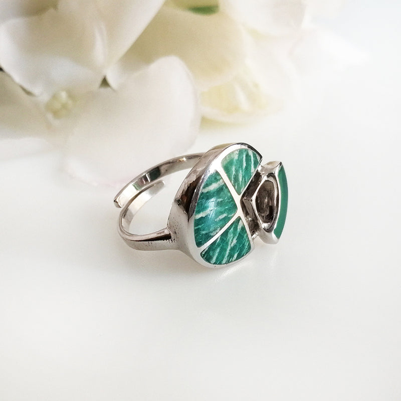 Green Agate & Amazonite Ring