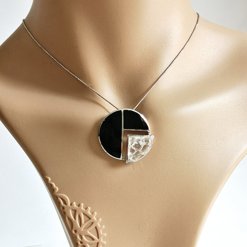 Ice Quartz & Onyx Pendant