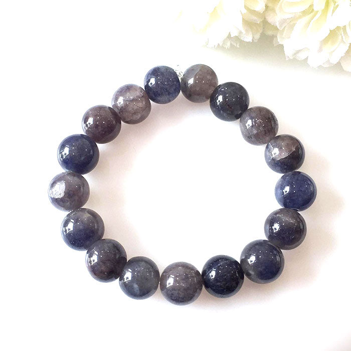 Round Blue Sapphire Bead Bracelet