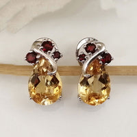 Aphid Earrings - Garnet & Citrine