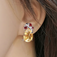 Aphid Earrings - Garnet & Citrine