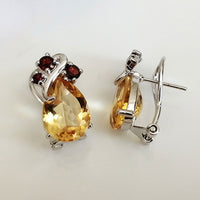Aphid Earrings - Garnet & Citrine
