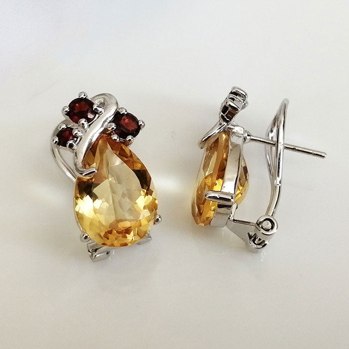Aphid Earrings - Garnet & Citrine