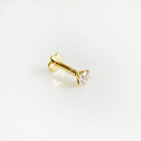 Diamond Nose Stud 2MM Gold Pin Pipe - 0.03 Ct - VS