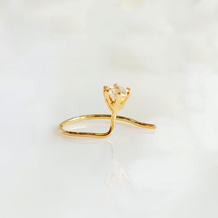 18 k Gold real Diamond Nose Wire Pin 3MM 0.11 Ct