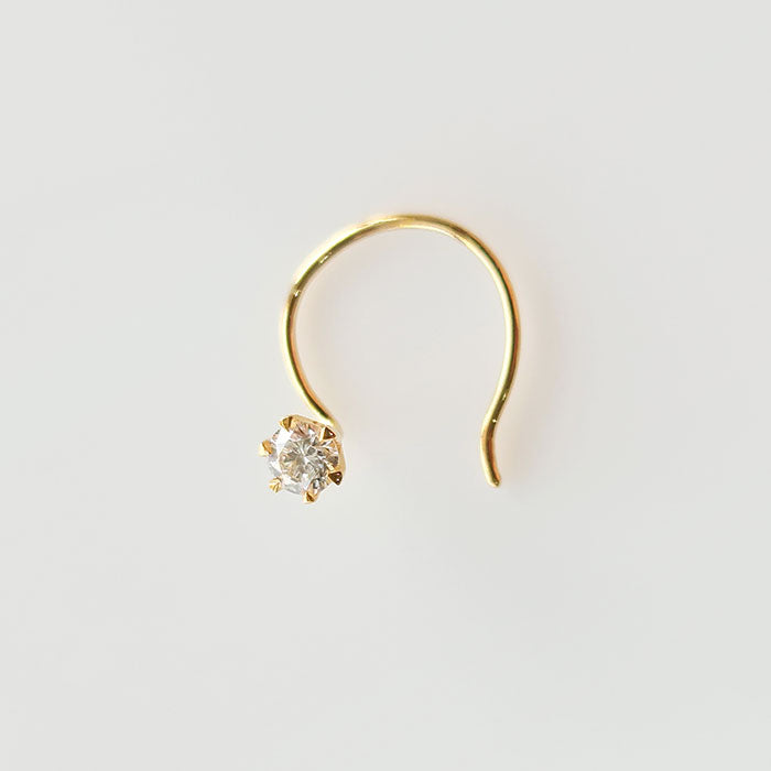 18 kt Gold Diamond Nose Wire Pin 2MM, 0.03 Ct