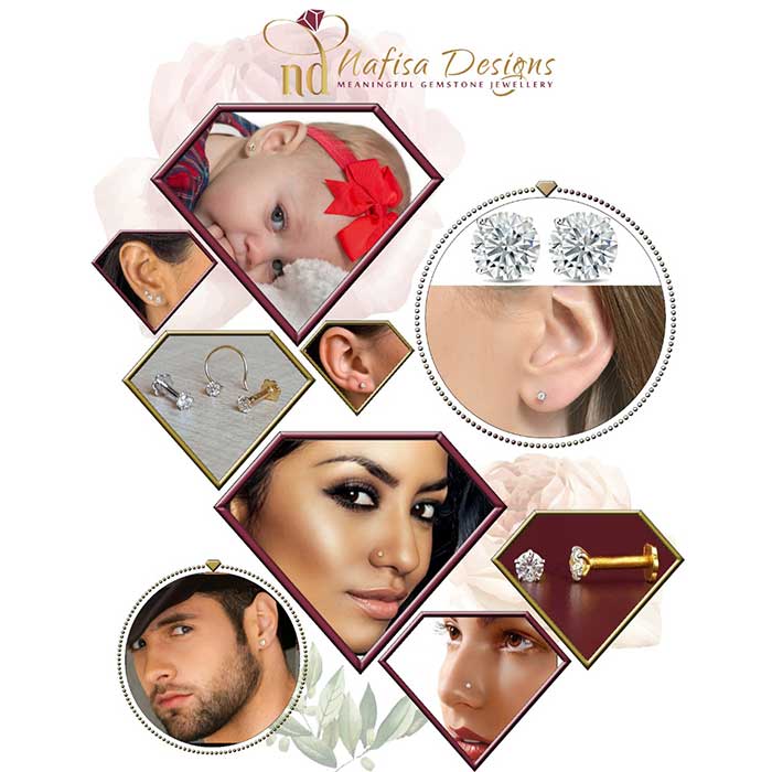 Diamond Nose Stud18Kt White Gold Pin Pipe - 0.11 Ct - VS