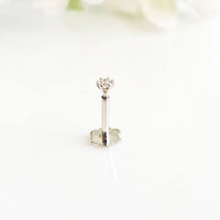 Diamond Nose Stud18Kt White Gold Pin Pipe 2MM - 0.03 Ct - VS