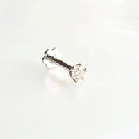 Diamond Nose Stud18Kt White Gold Pin Pipe 2MM - 0.03 Ct - VS